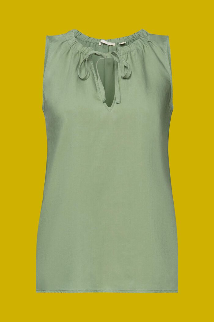 Blusa sin mangas con escote elástico, PALE KHAKI, detail image number 5