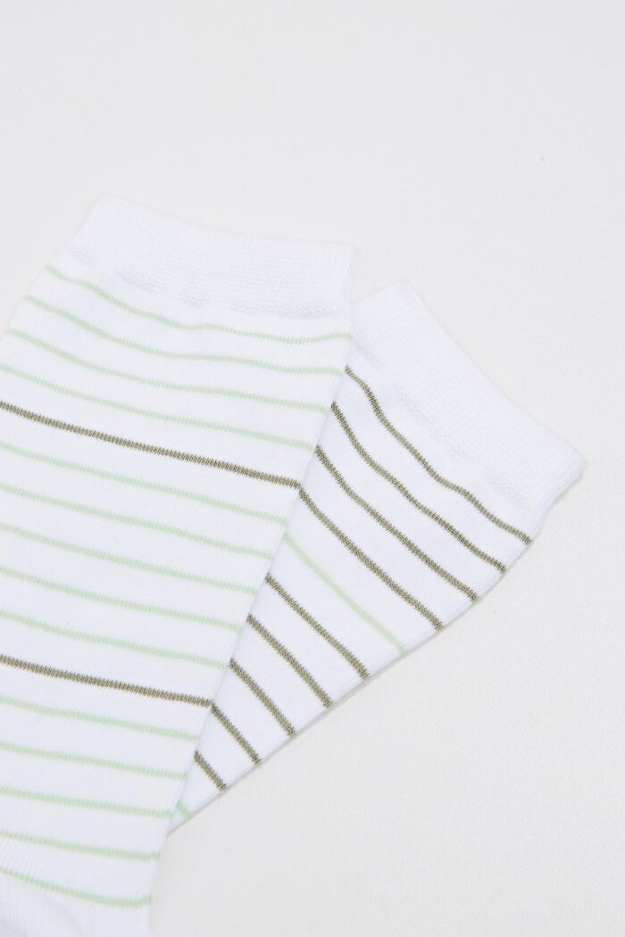 Pack de 2 pares de calcetines a rayas, algodón ecológico, RAW WHITE, detail image number 1