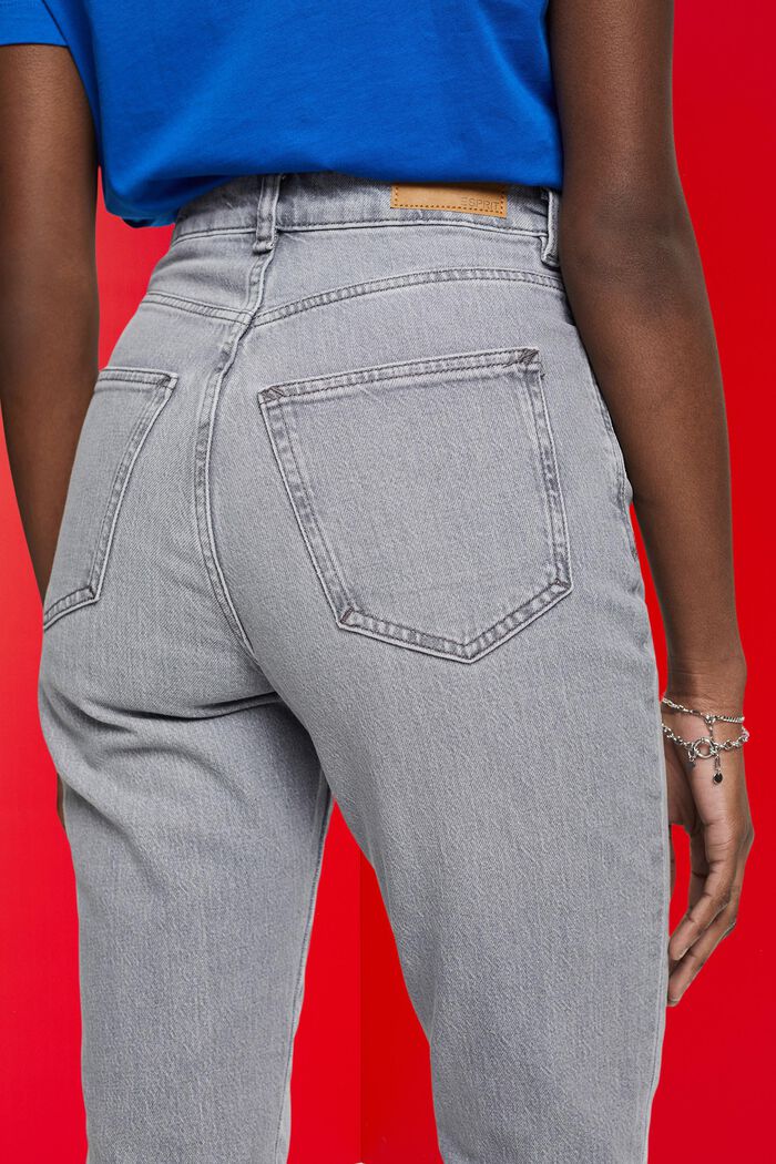 Jeans high rise cropped con bajos desflecados, GREY MEDIUM WASHED, detail image number 4