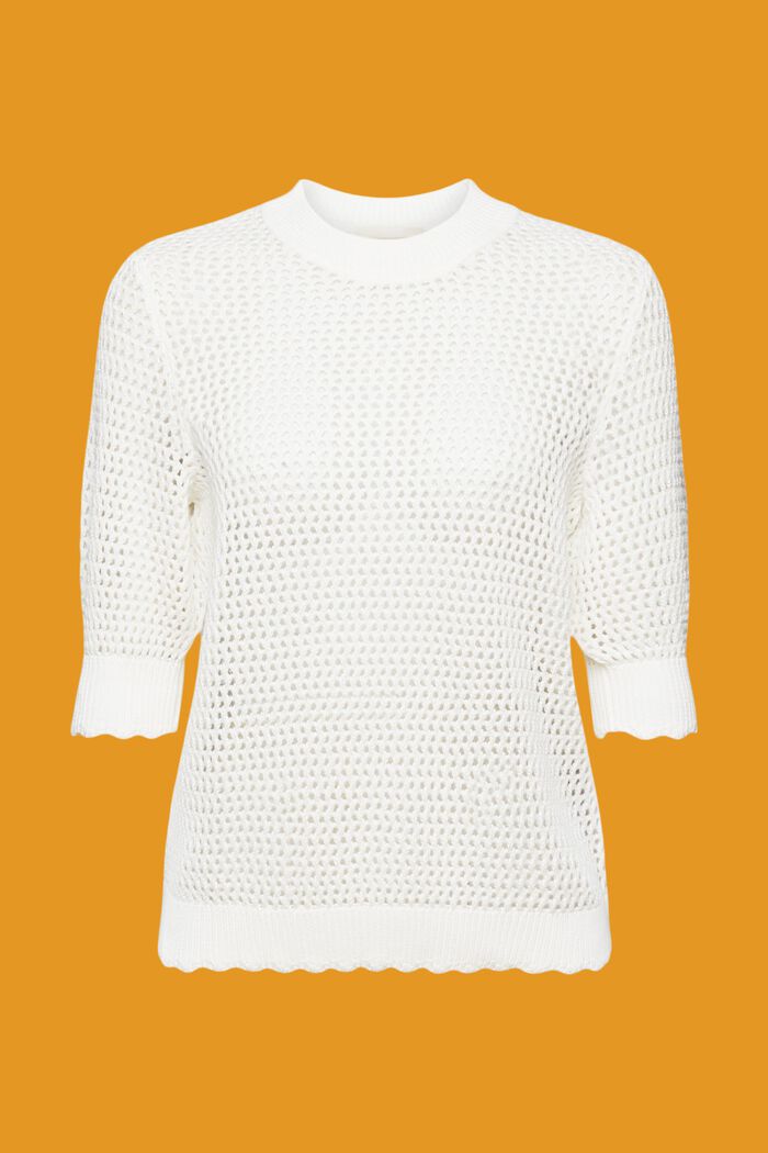 Jersey de malla en algodón sostenible, OFF WHITE, detail image number 6