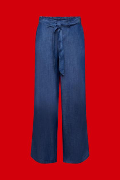 Pantalones de pernera ancha con lazada en la cintura