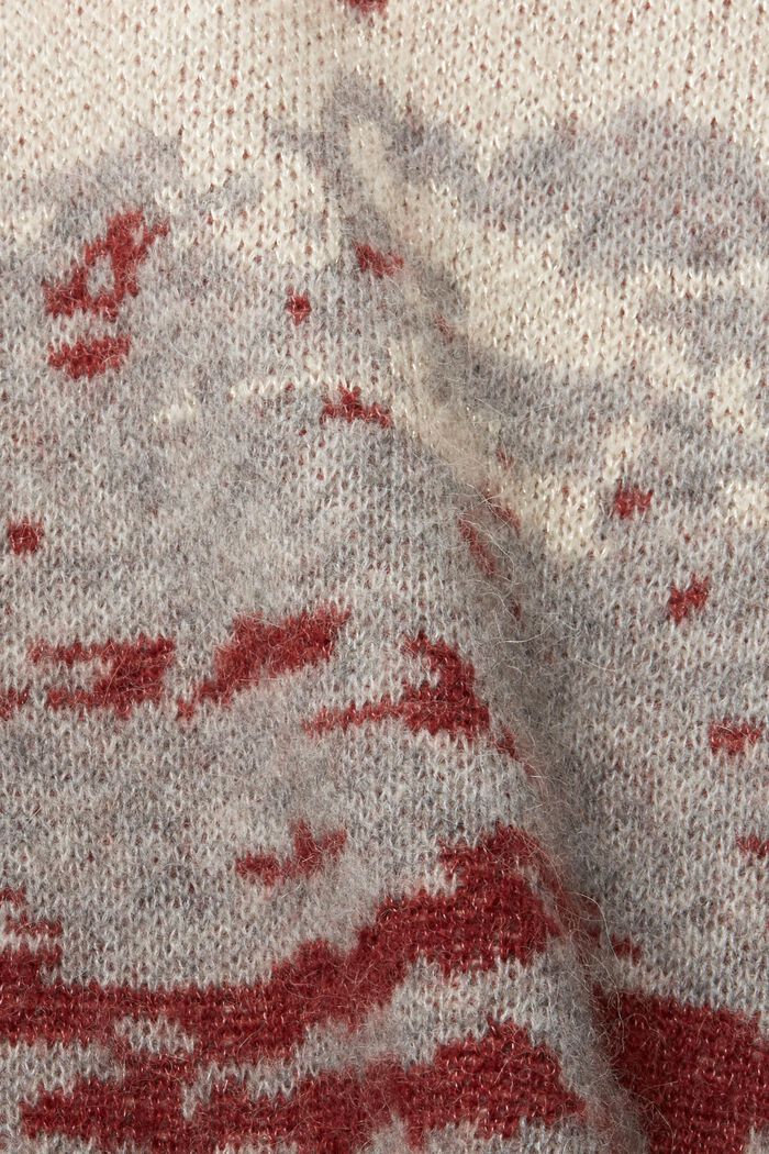 Jersey con cuello en pico en mezcla de lana, TERRACOTTA, detail image number 6