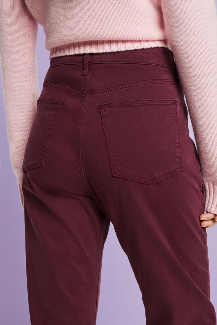 Pantalones de sarga de corte ceñido, BORDEAUX RED, detail image number 4