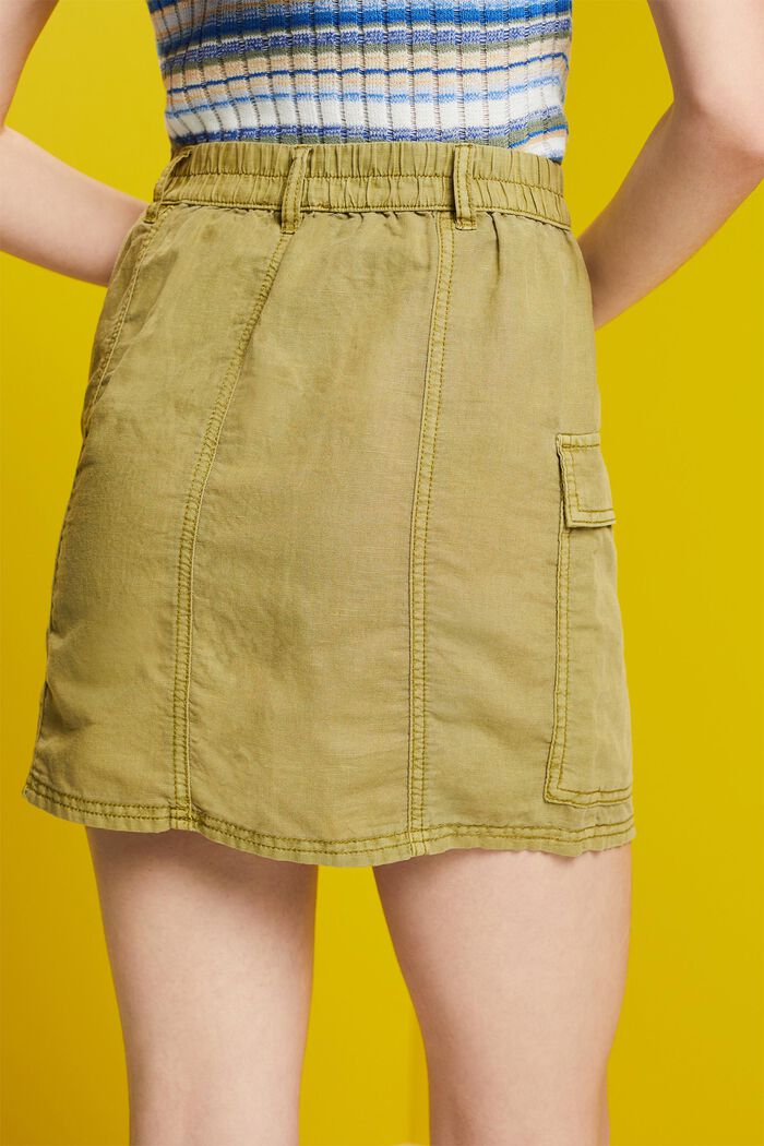 Minifalda estilo cargo, mezcla de lino, PISTACHIO GREEN, detail image number 4