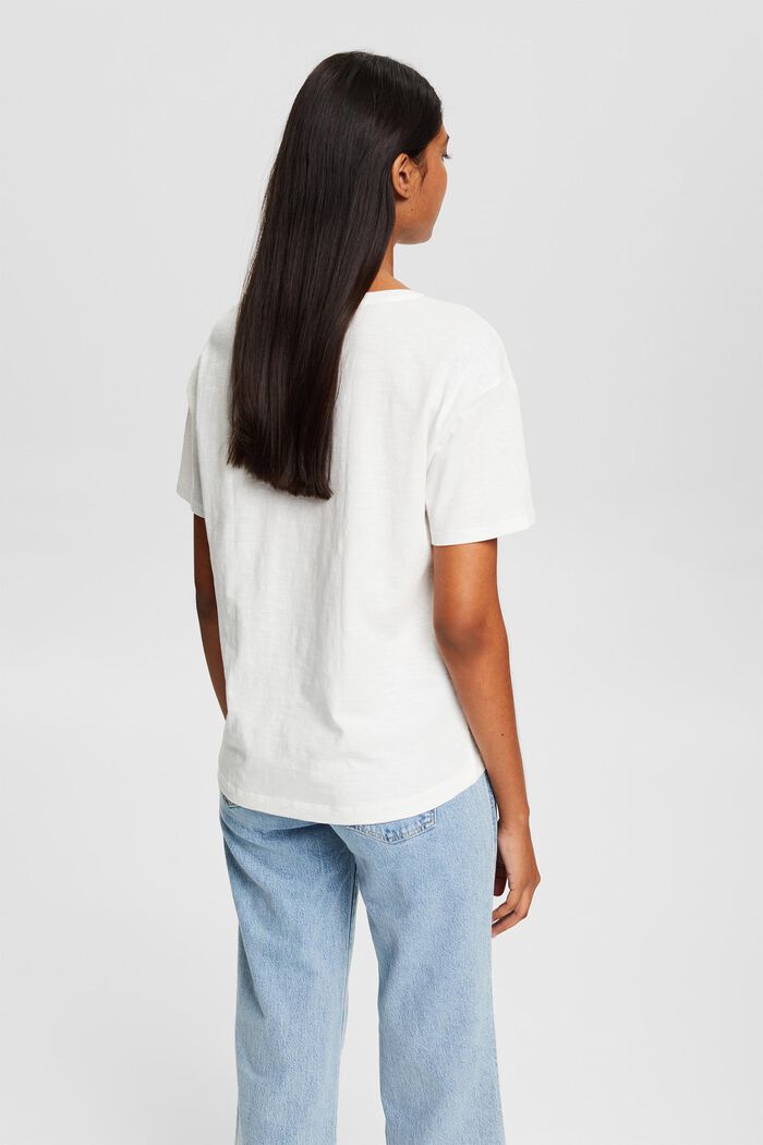Camiseta con mensaje en algodón, OFF WHITE, detail image number 3