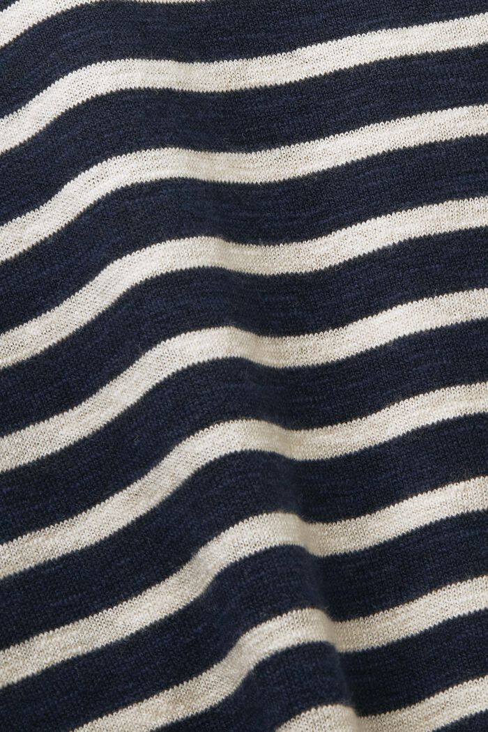 Jersey a rayas de algodón y lino, NAVY, detail image number 4