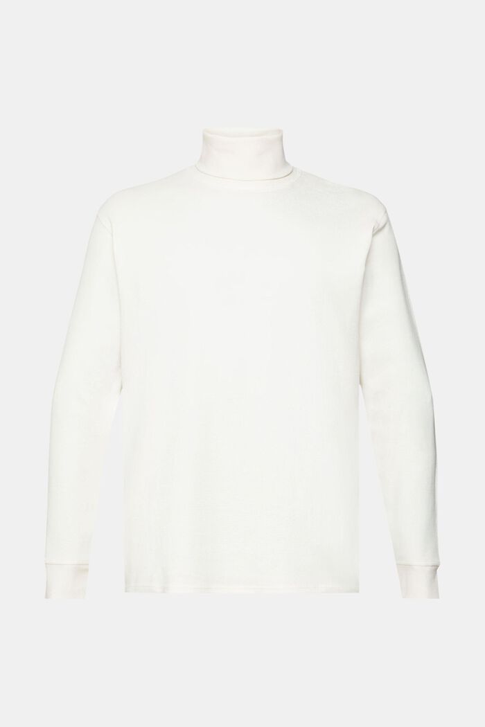 Camiseta de manga larga en piqué apanalado, 100% algodón, OFF WHITE, detail image number 6