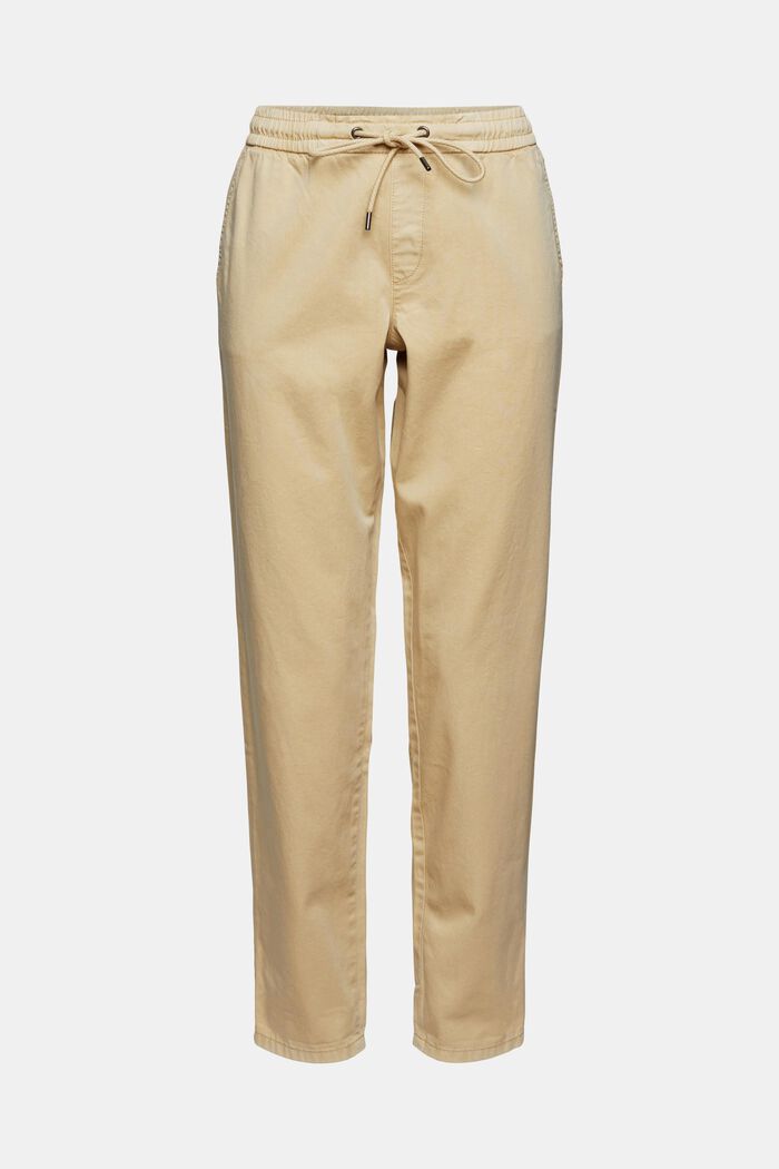 Pantalón con cordón en la cintura de algodón Pima, SAND, detail image number 0