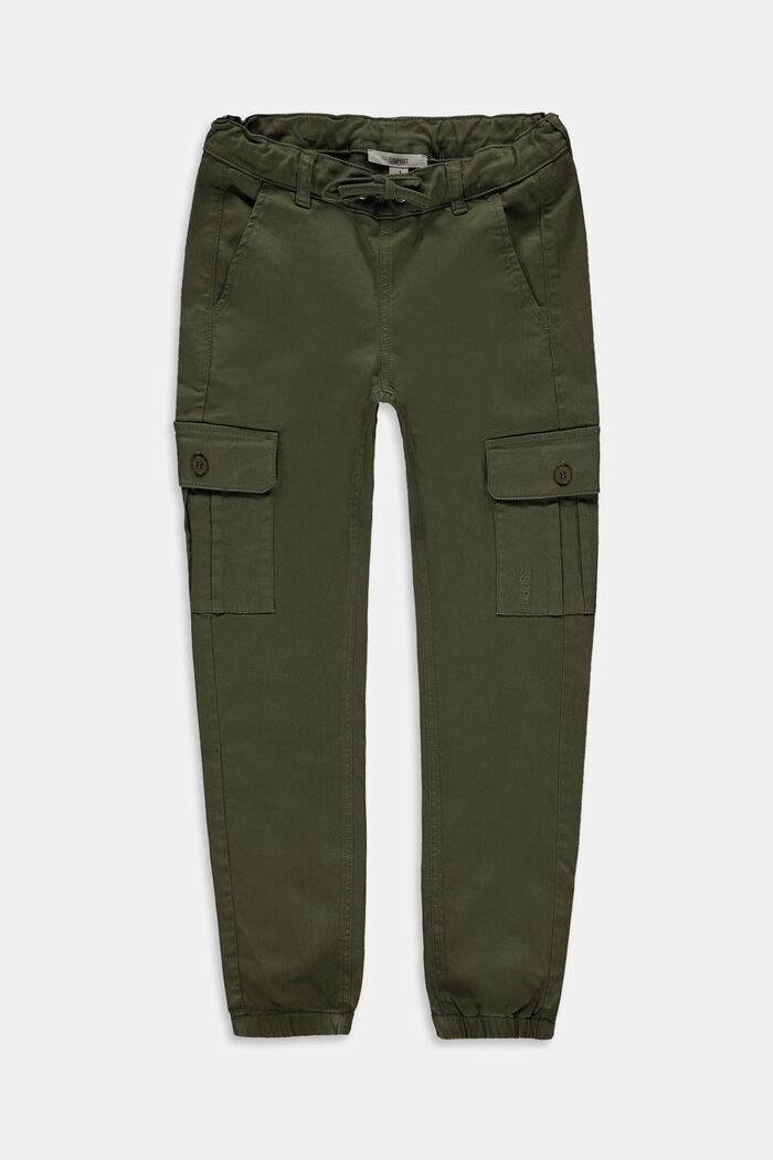 Pantalón estilo cargo con cintura ajustable, algodón ecológico, KHAKI GREEN, detail image number 0