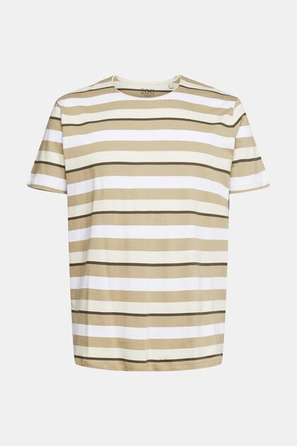 Camiseta de punto con estampado de rayas, CREAM BEIGE, overview