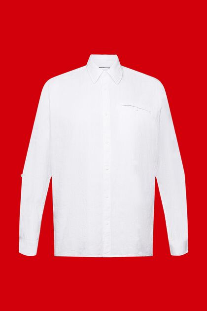 Camisa de algodón con textura, WHITE, overview