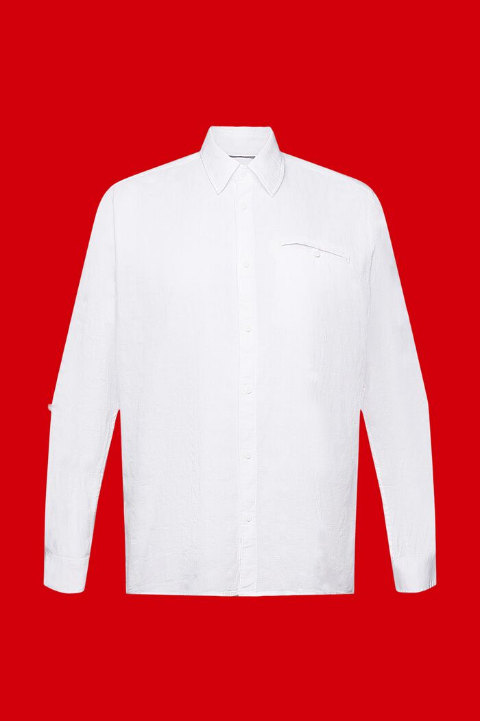 Camisa de algodón con textura, WHITE, detail image number 7
