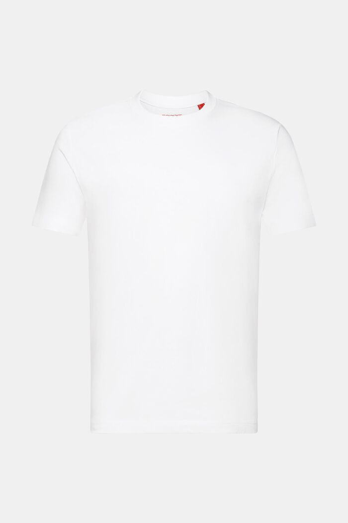 Camiseta de cuello redondo en tejido jersey de algodón Pima, WHITE, detail image number 7