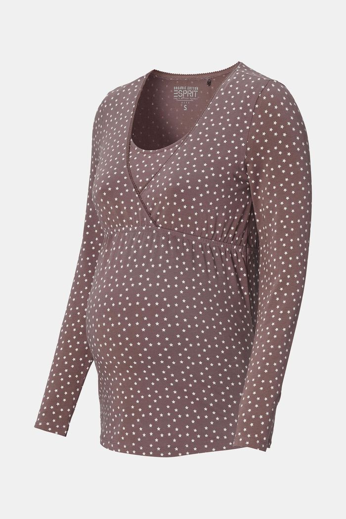 Camiseta de pijama para lactancia realizada en jersey de algodón ecológico, TAUPE, detail image number 5