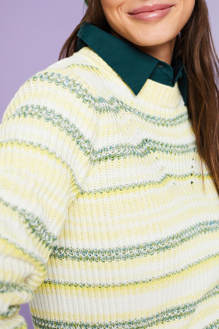 Jersey a rayas con cuello redondo, PASTEL YELLOW, detail image number 3