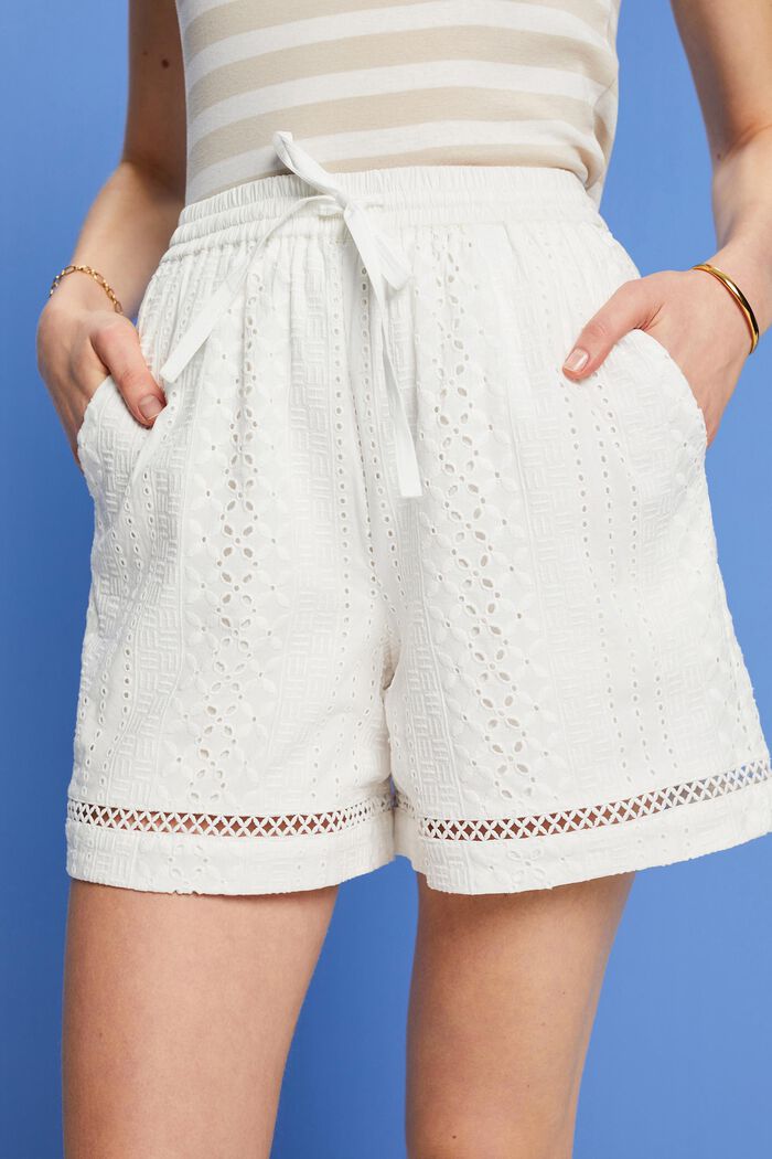 Pantalones cortos bordados, LENZING™ ECOVERO™, WHITE, detail image number 2