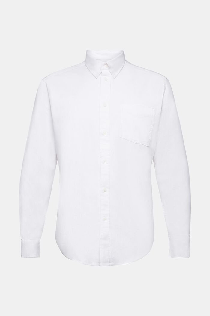 Camisa de sarga de corte normal, WHITE, detail image number 6