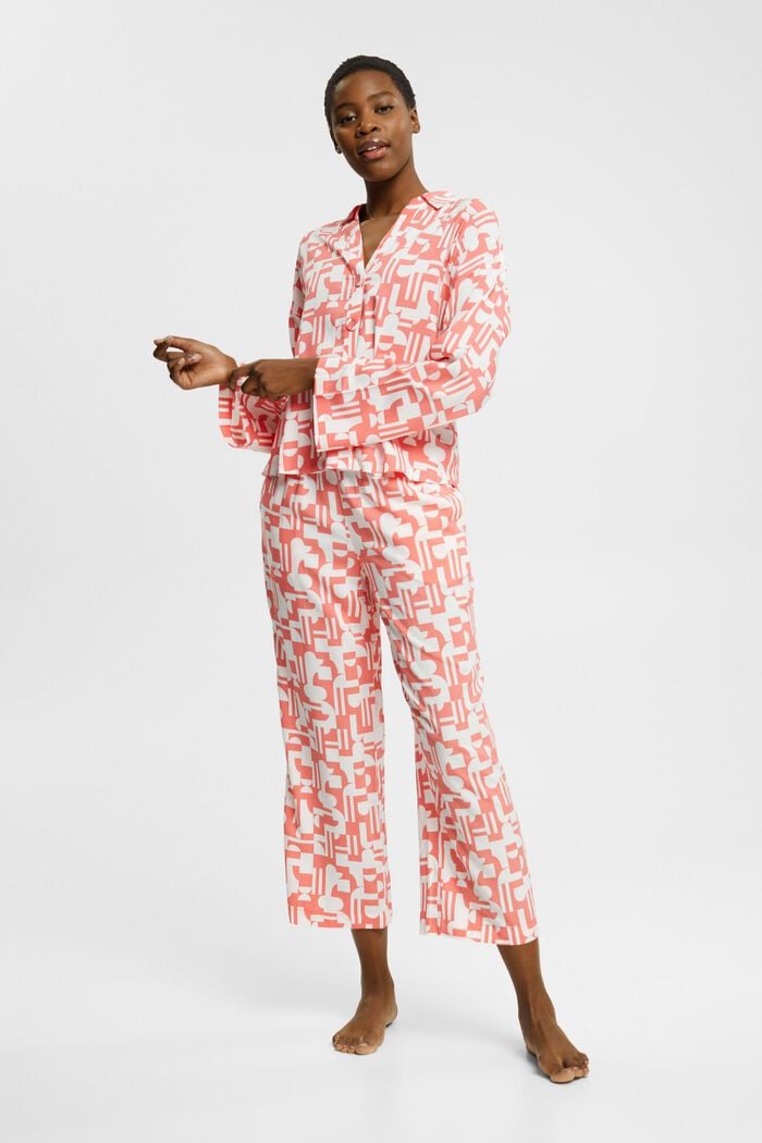 Pijama estampado de viscosa LENZING™ ECOVERO™, CORAL, detail image number 1