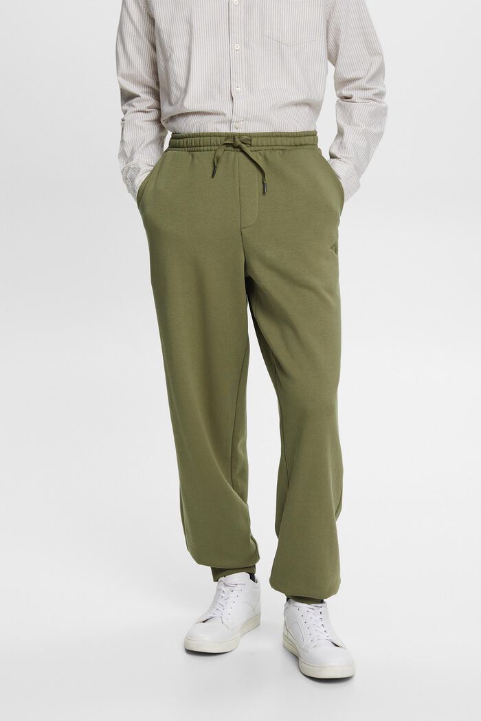 Pantalones deportivos con logotipo pespunteado, LIGHT KHAKI, detail image number 0