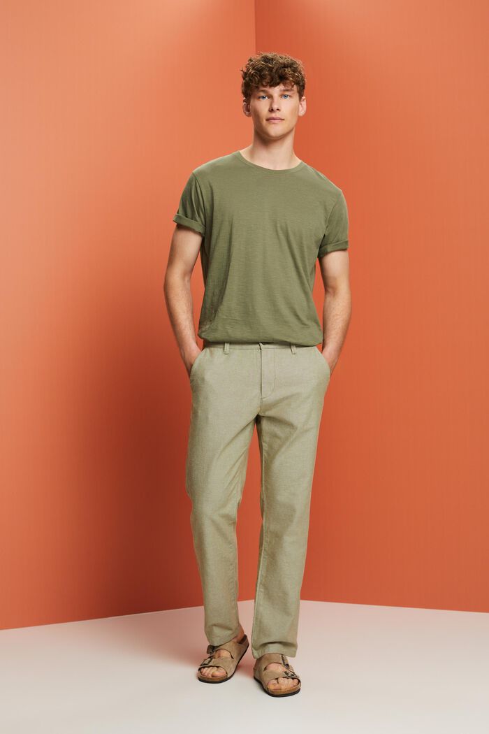 Pantalones chinos con textura, 100% algodón, OLIVE, detail image number 5