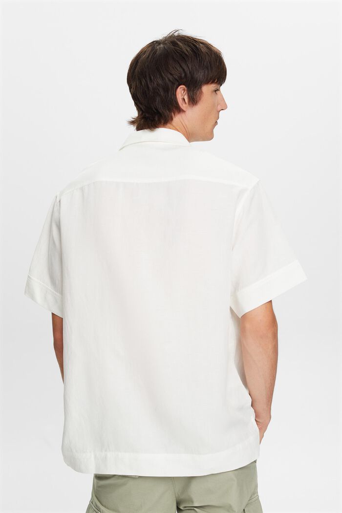Camiseta de manga corta, mezcla de lino, WHITE, detail image number 3