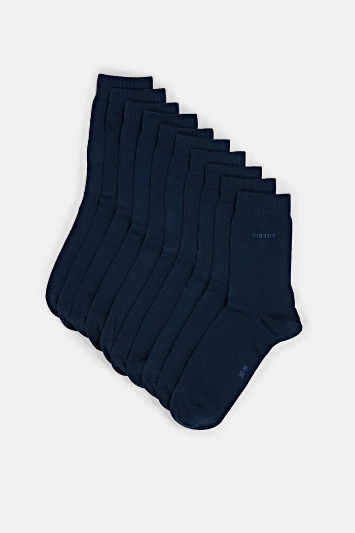 Pack de diez pares de calcetines unicolor, algodón ecológico, MARINE, detail image number 0