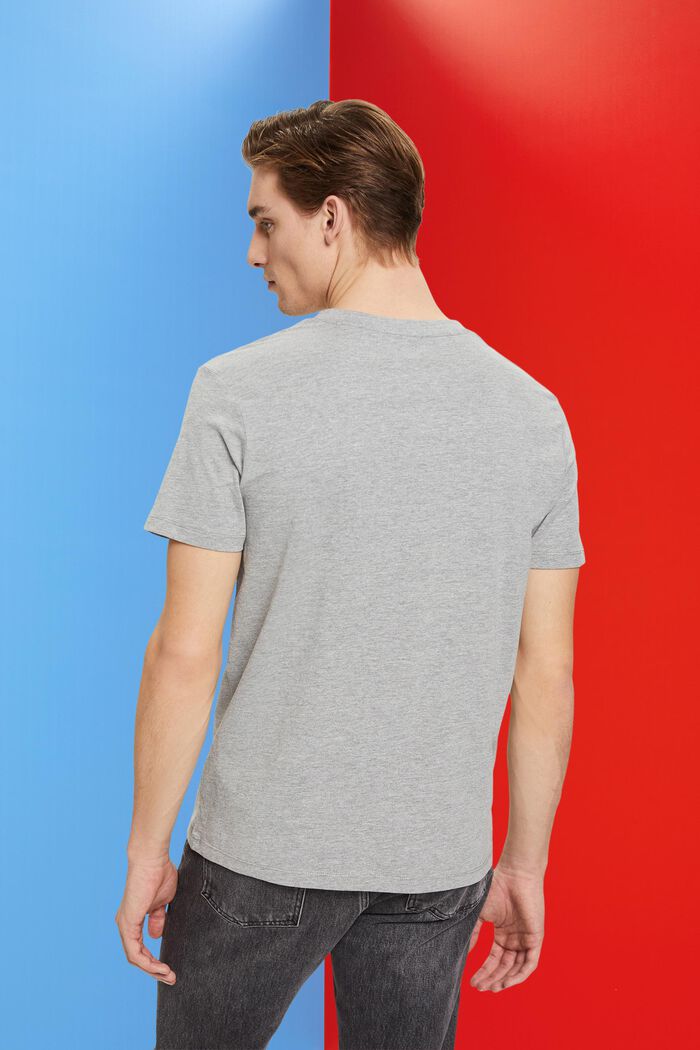 Camiseta de punto con cuello en V y corte ajustado, MEDIUM GREY, detail image number 3