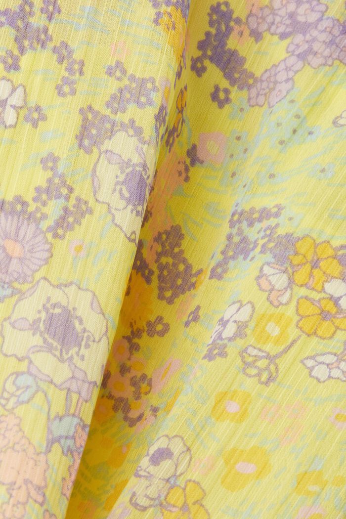 Blusa floral de gasa con fruncido, LIGHT YELLOW, detail image number 6