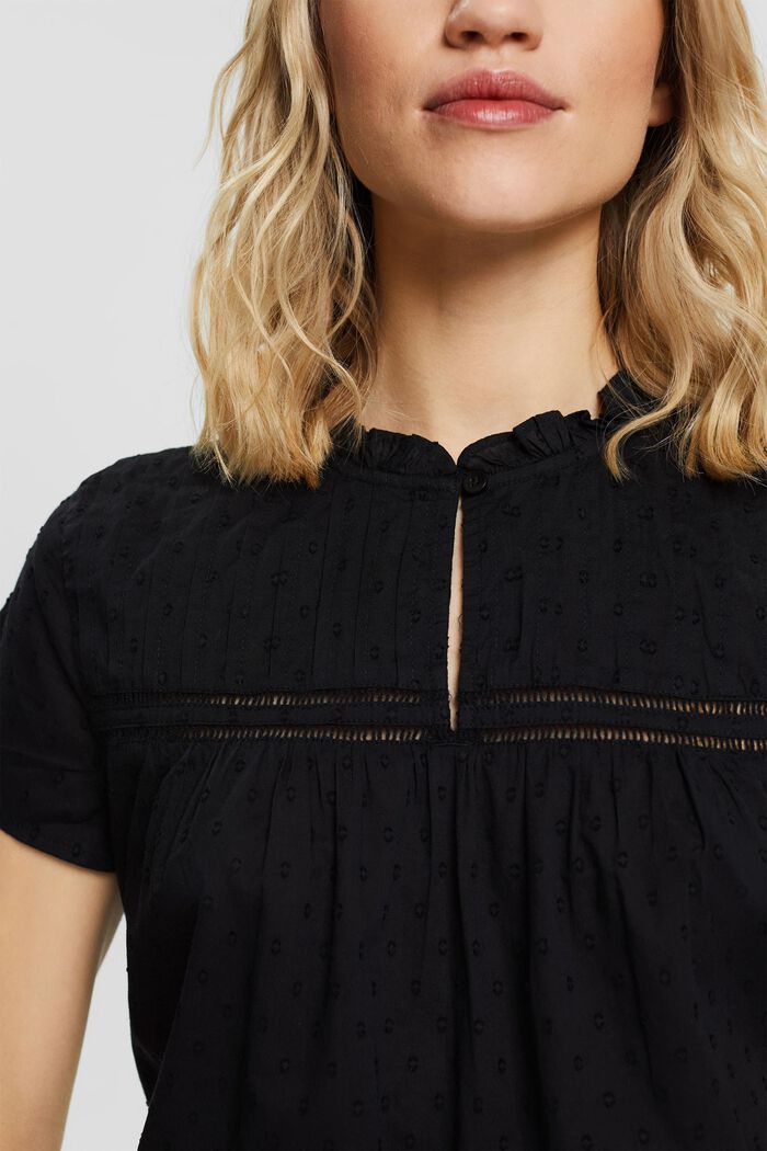 Blusa con textura dobby, 100% algodón, BLACK, detail image number 2