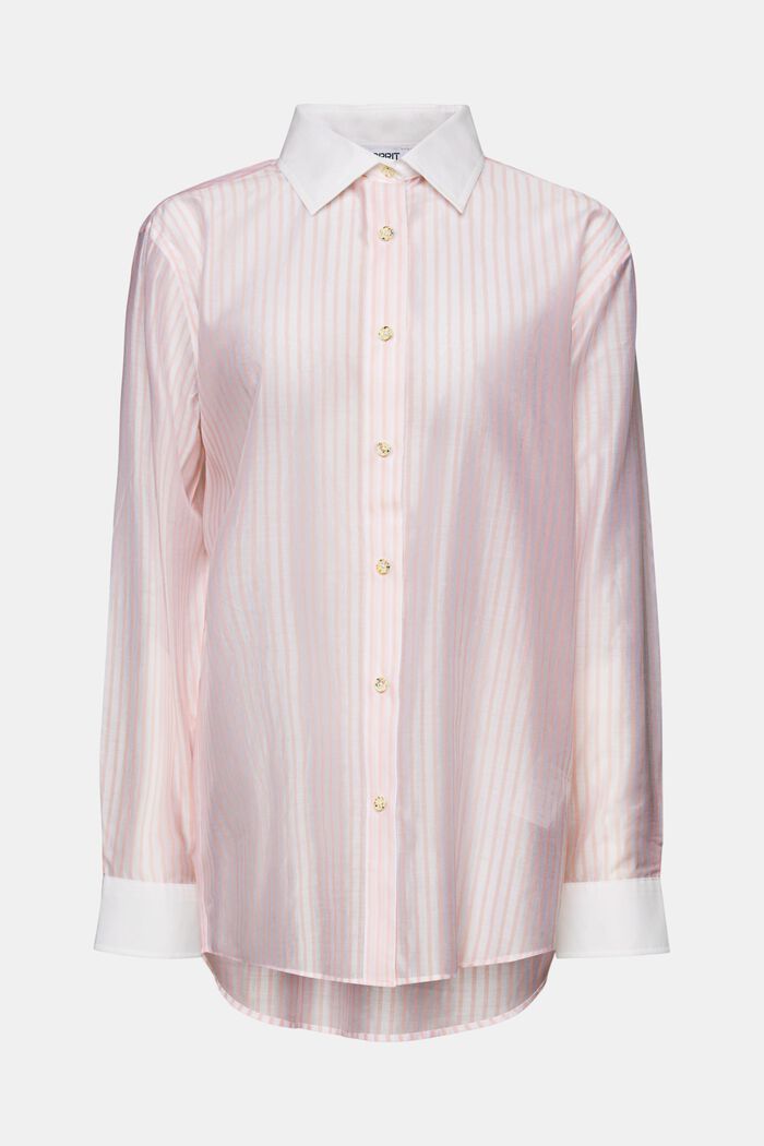 Camisa abotonada a rayas con diseño transparente, PASTEL PINK, detail image number 6