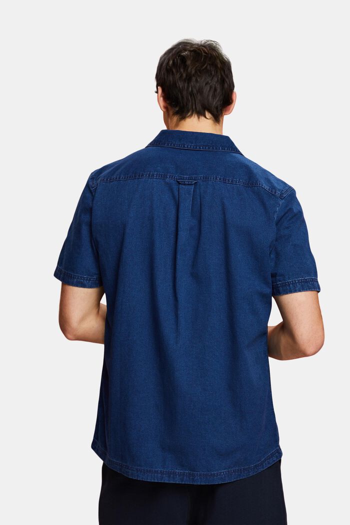 Camisa vaquera de manga corta, 100% algodón, BLUE DARK WASHED, detail image number 3