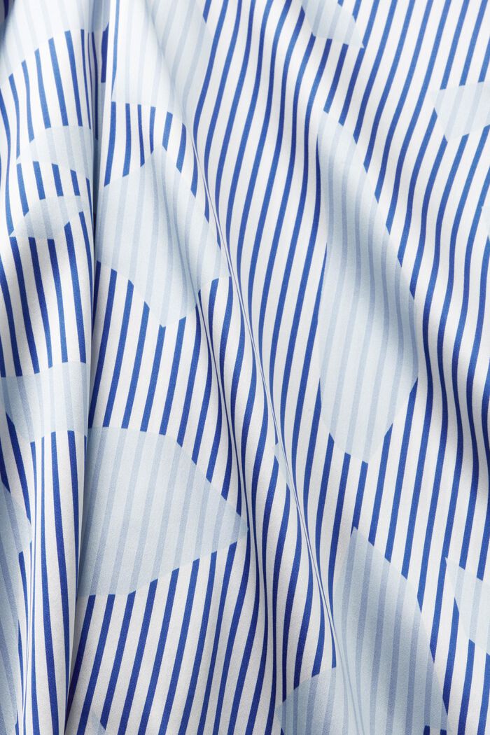 Camisa de seda estampada sin botones en el cuello, BRIGHT BLUE, detail image number 5