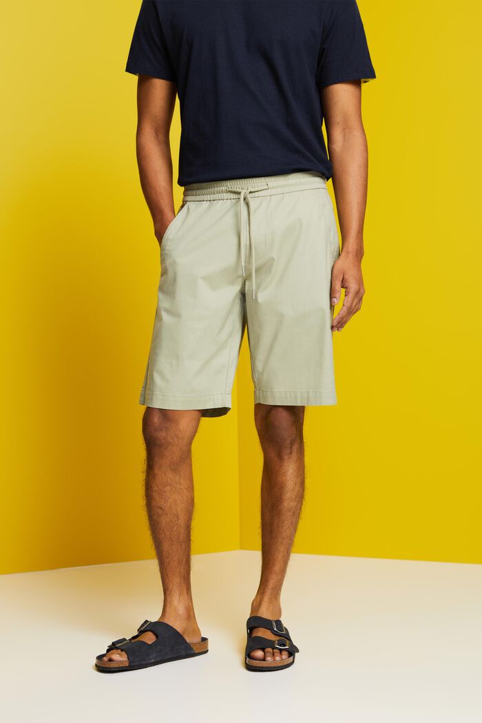 Pantalones cortos en sarga de algodón, LIGHT GREEN, detail image number 0