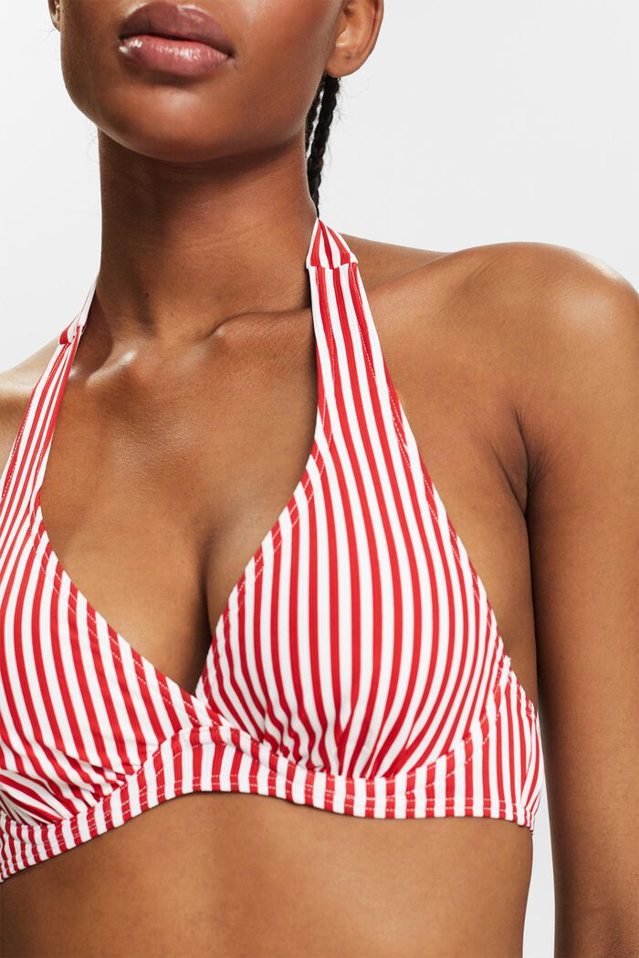 Top de bikini con aros y cuello halter, DARK RED, detail image number 2