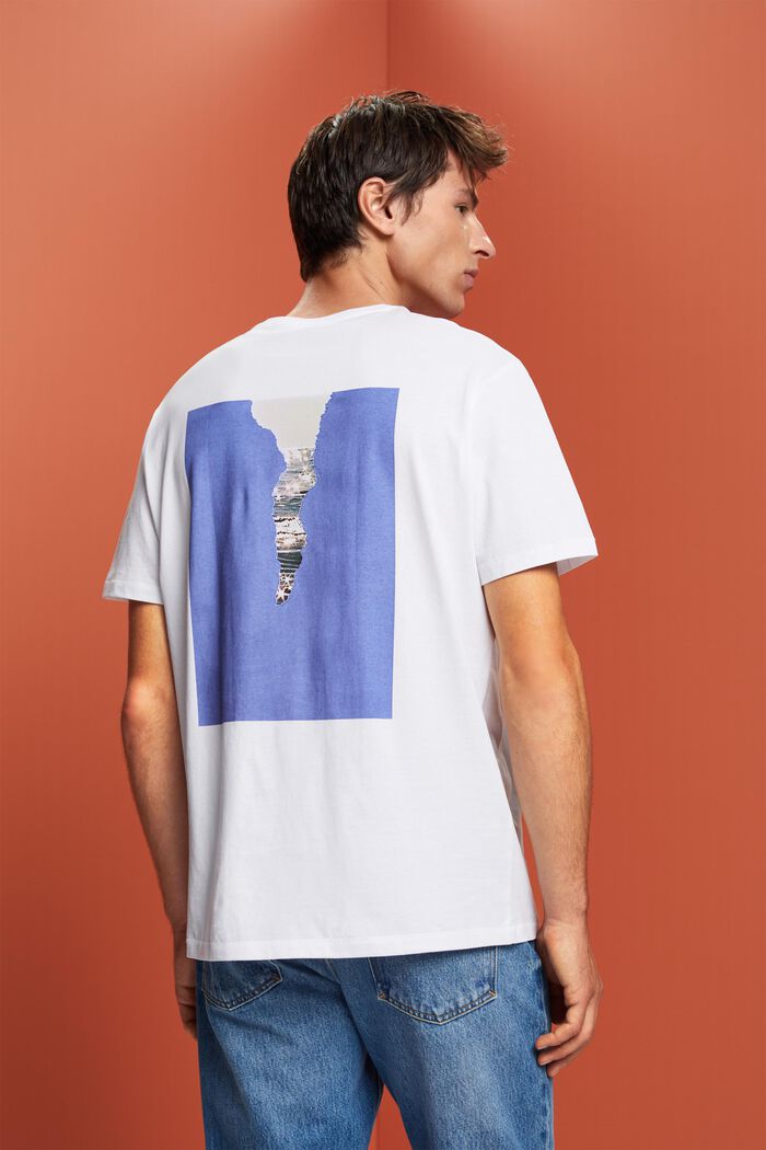 Camiseta de punto con estampado por detrás, 100% algodón, WHITE, detail image number 3