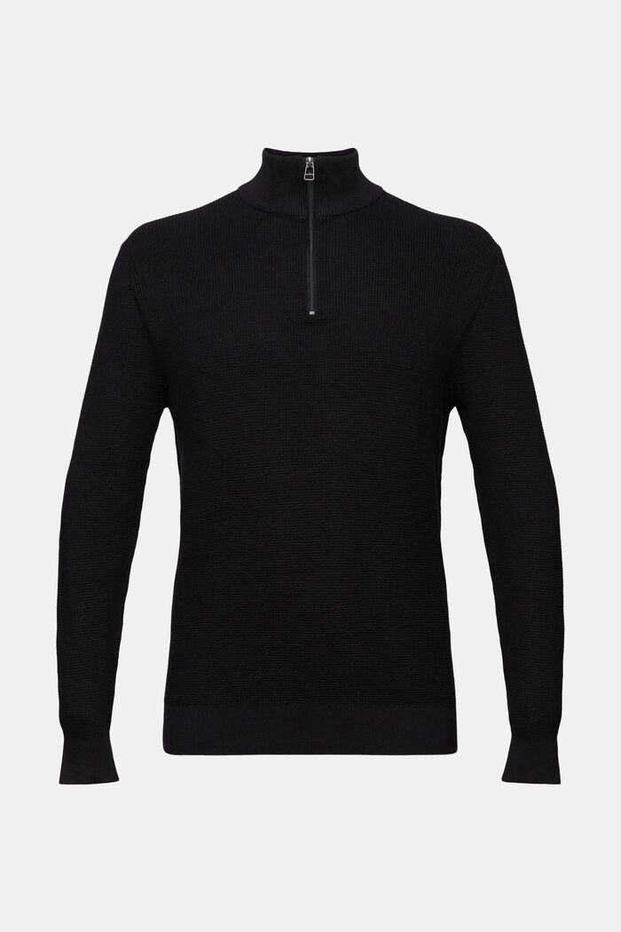 Jersey de algodón con cremallera, BLACK, detail image number 6