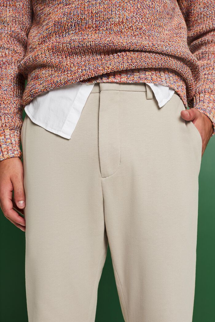 Pantalones de tejido jersey piqué de punto, BEIGE, detail image number 3