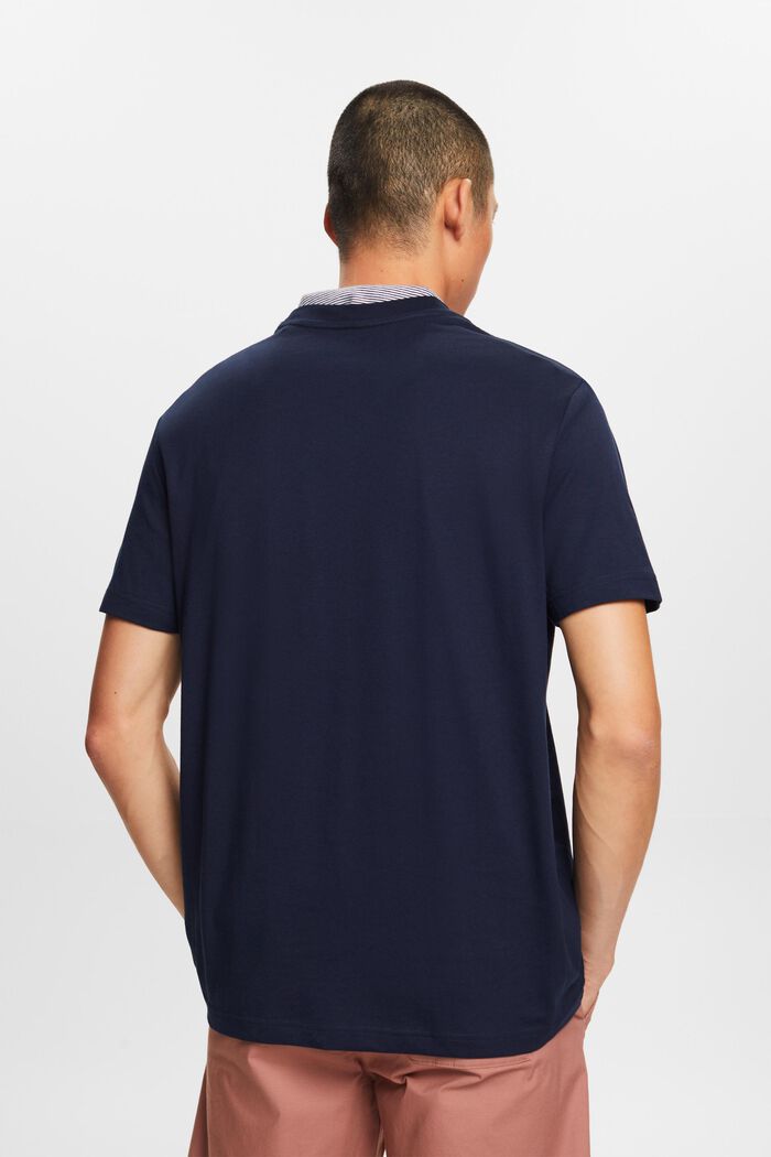 Camiseta de cuello redondo en tejido jersey de algodón Pima, NAVY, detail image number 3