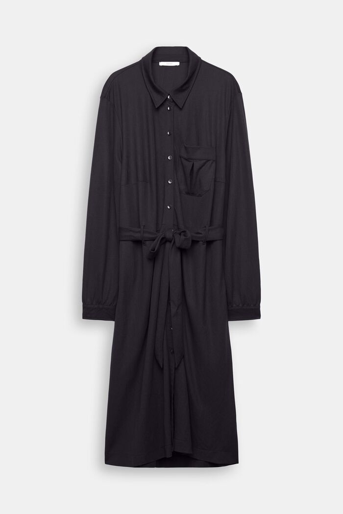 CURVY vestido camisero con cinturón de anudar, BLACK, detail image number 3