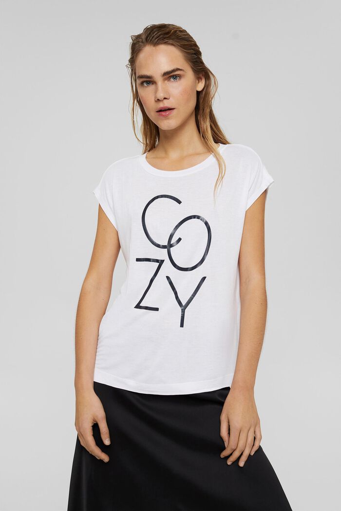 Camiseta de LENZING™ ECOVERO™ con estampado, WHITE, detail image number 0