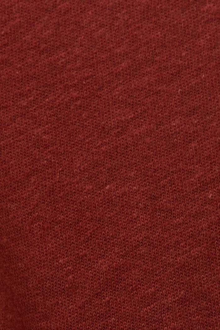 CURVY Camiseta en mezcla de algodón y lino, TERRACOTTA, detail image number 4