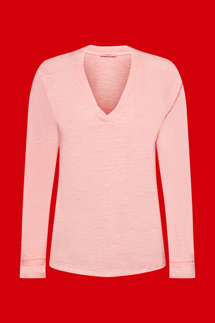 ESPRIT - Camiseta de cuello en pico y manga larga en nuestra tienda online
