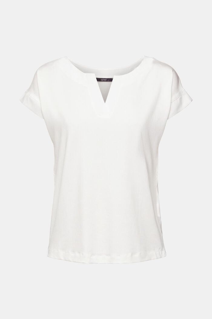 Camiseta con cuello en pico, TENCEL™, OFF WHITE, detail image number 2