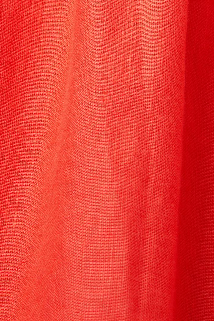 Vestido midi, mezcla de algodón y lino, CORAL ORANGE, detail image number 6