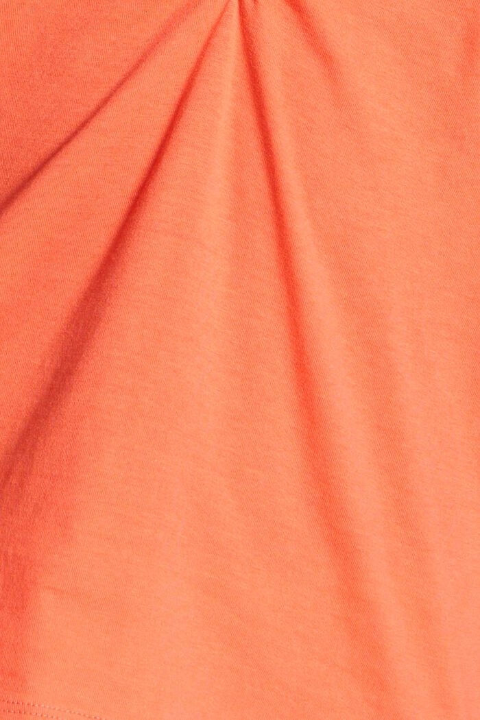 Camiseta con efecto fruncido, 100% algodón, CORAL ORANGE, detail image number 4