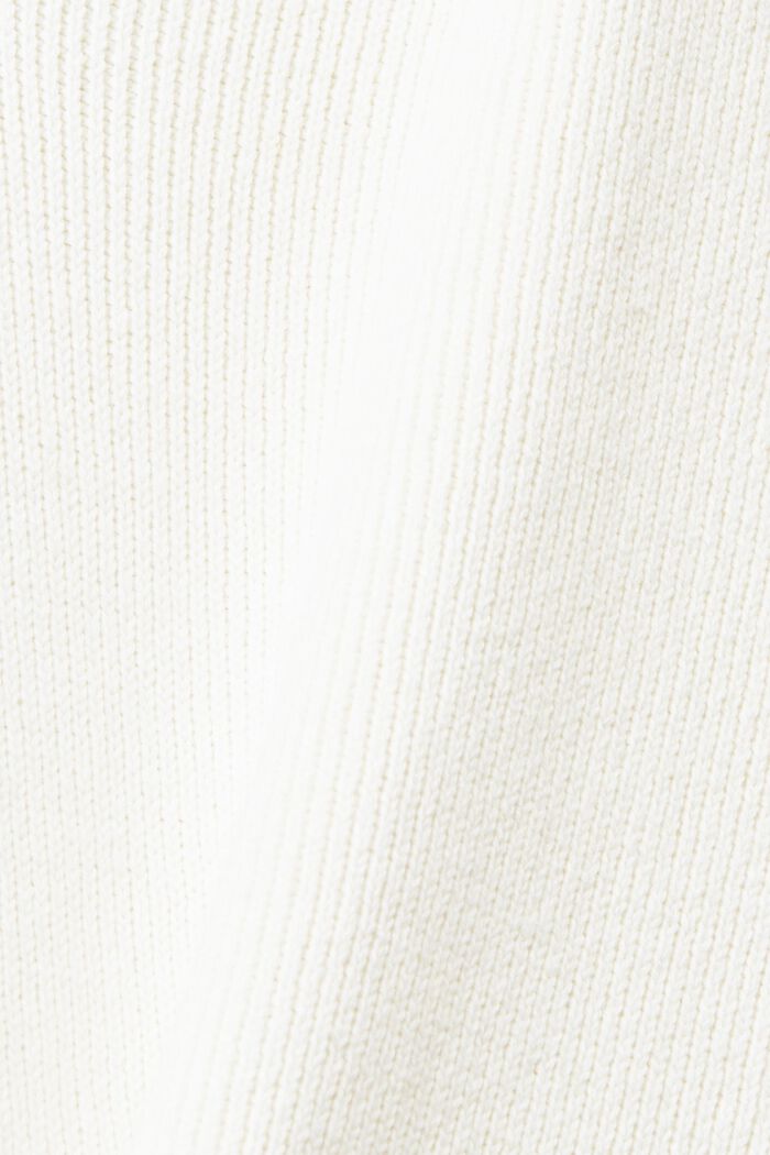 Jersey de cuello en pico y algodón sostenible, OFF WHITE, detail image number 5
