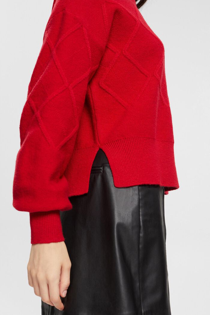 Jersey de estilo Argyle, DARK RED, detail image number 0