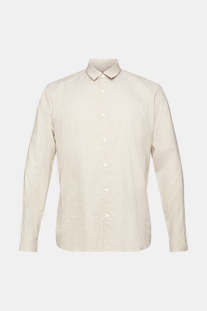Camisa estampada de algodón sostenible, KHAKI BEIGE, overview