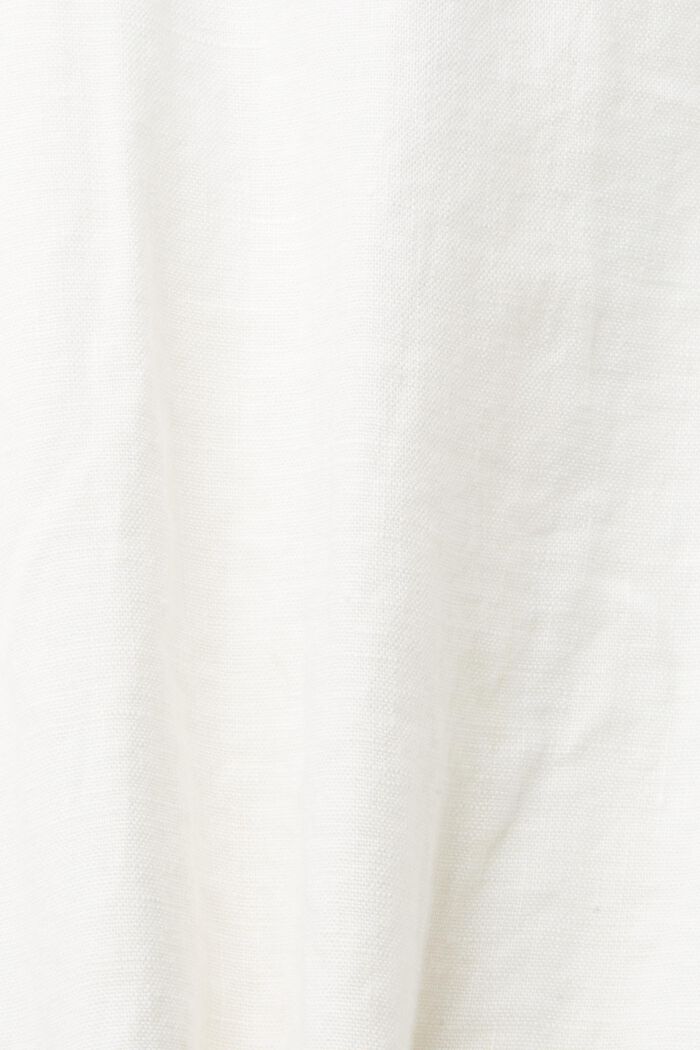 Vestido camisero con cinturón realizado en 100% lino, WHITE, detail image number 4
