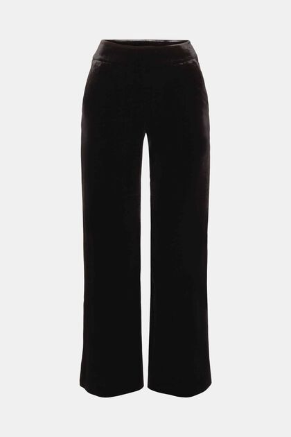 Pantalón de terciopelo de pernera ancha, BLACK, overview